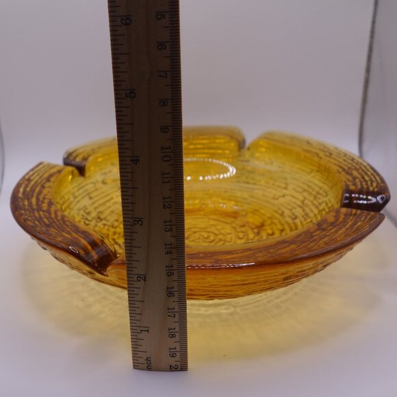 Amber Color Glass Ash Tray - Picture 11 of 12